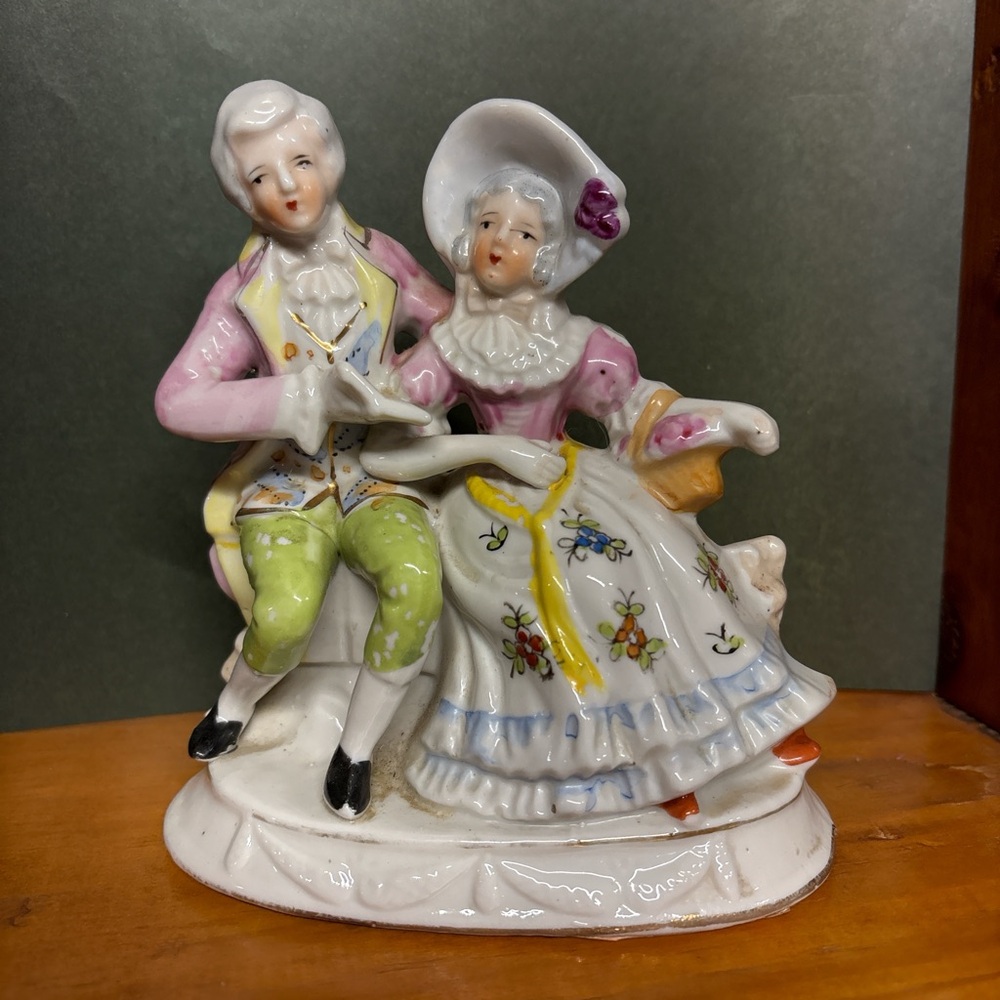 Vintage Made In Japan Porcelain Court Couple Figurine